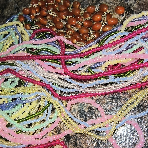 Multicolor Beaded Necklace Set diy craft beads necklaces sets pink blue green - Picture 3 of 5